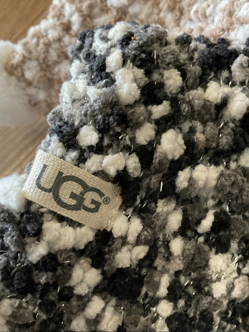 UGG Plush Pom-Pom Anklet Socks - Red, White, Gray, Tan